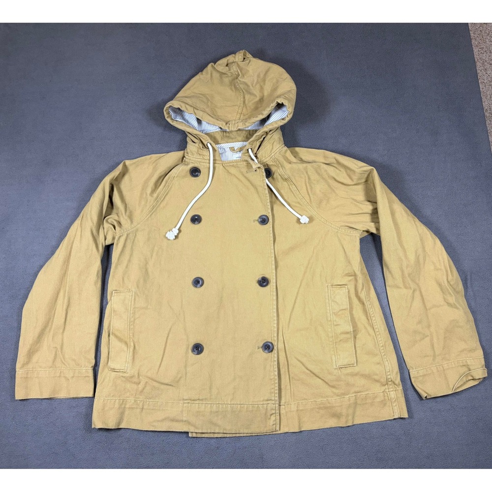Free Assembly Hooded Jacket Womens Medium Brown Double Breasted Cotton Twill